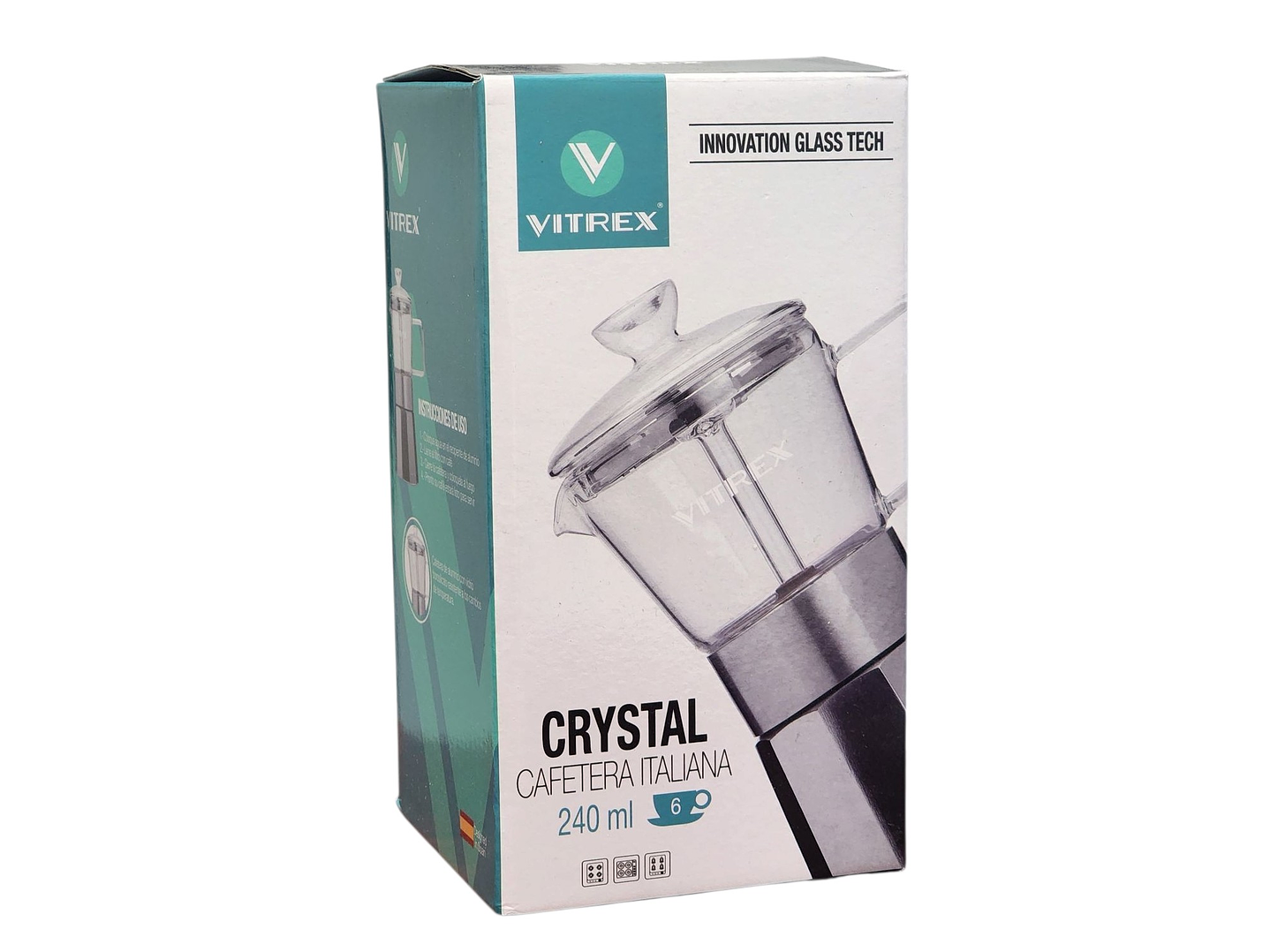 Cafetera Italiana 6 Tazas Crystal Vitrex 240 ml  7