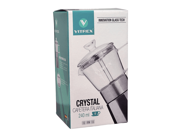 Cafetera Italiana 6 Tazas Crystal Vitrex 240 ml  7