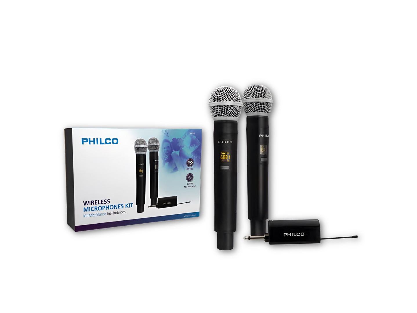 Kit Micrófonos Inalámbricos UHF Philco WM314 con Receptor  1