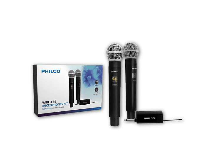 Kit Micrófonos Inalámbricos UHF Philco WM314 con Receptor  1