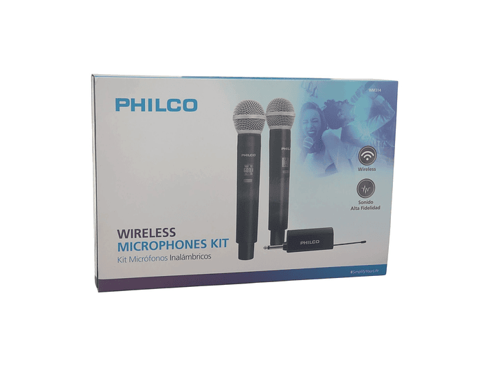 Kit Micrófonos Inalámbricos UHF Philco WM314 con Receptor  5