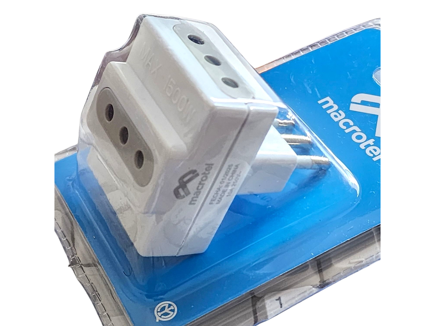 Enchufe Adaptador Triple 1500W ME-1103 Macrotel 3