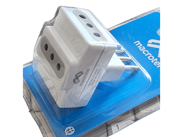 Enchufe Adaptador Triple 1500W ME-1103 Macrotel 3