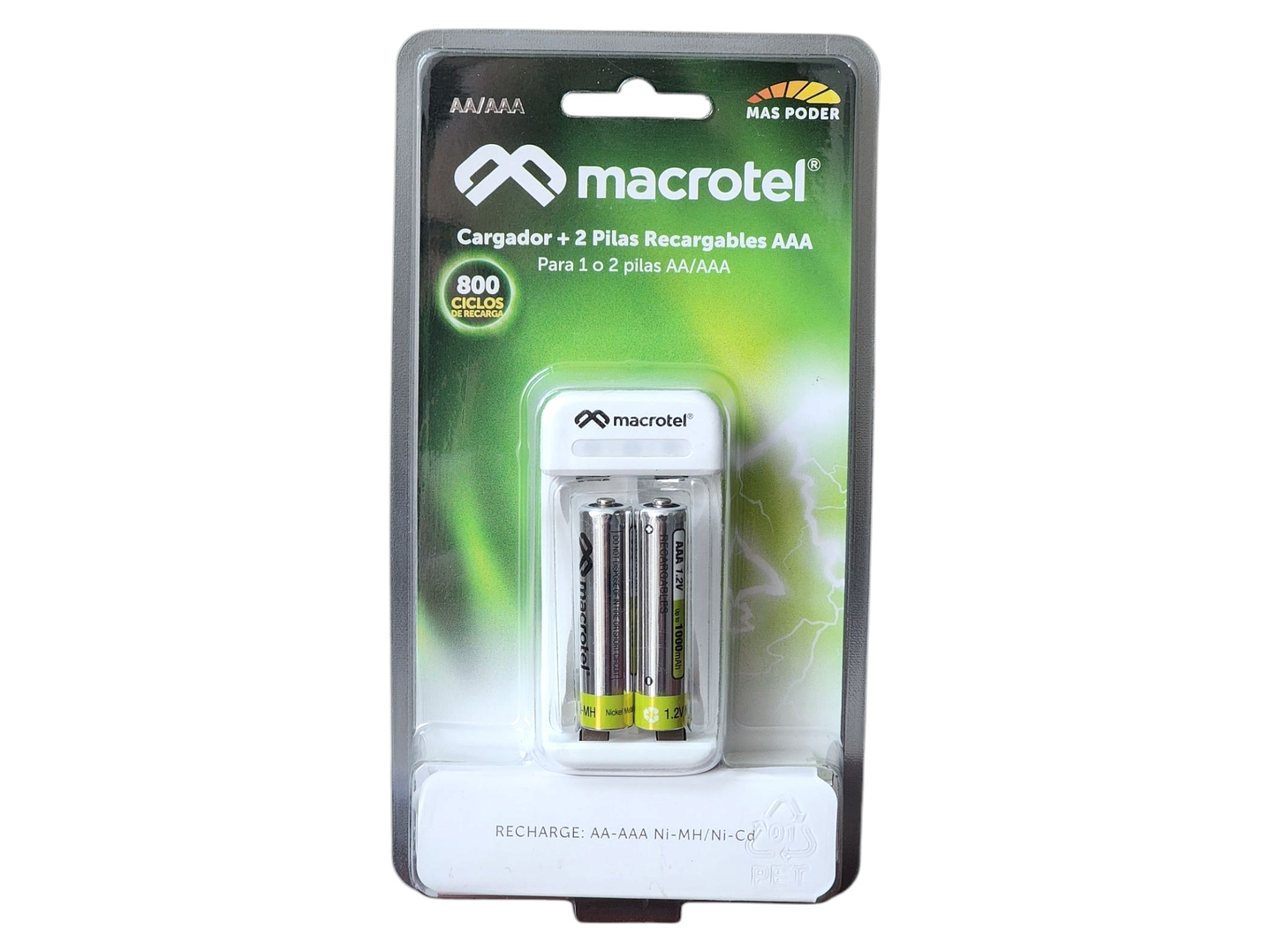 Cargador + 2 pilas AAA Recargables Macrotel MW-228 1