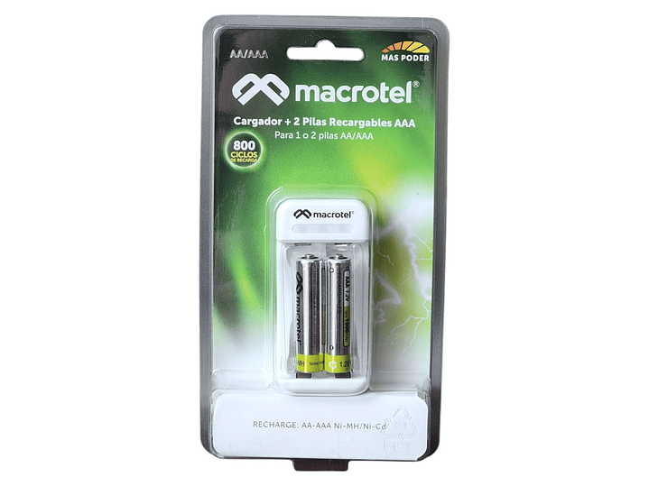Cargador + 2 pilas AAA Recargables Macrotel MW-228 1