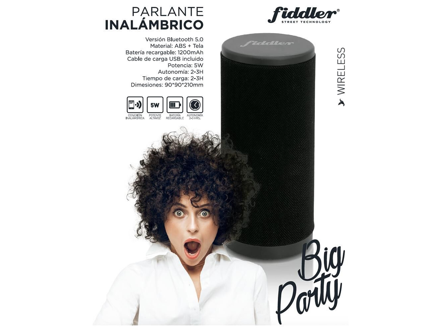 Parlante Portátil Bt Big Party Fiddler FD3823 Negro 2