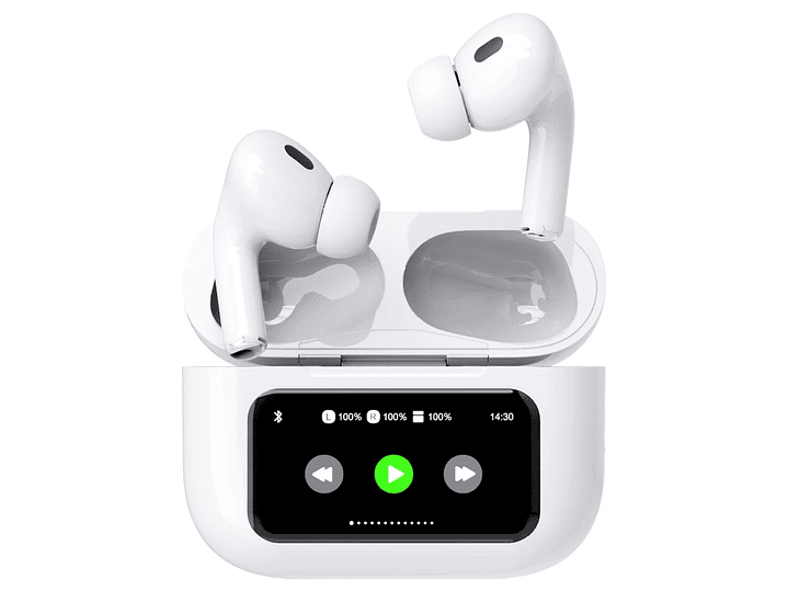 Audífonos Mini Pods TWS Pantalla touch T9 Blanco Fiddler 2