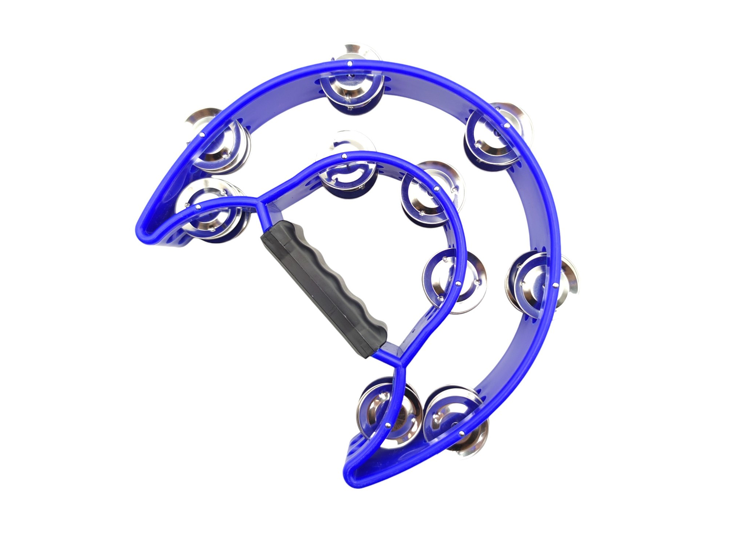 Pandero Media Luna Doble Fila Sonaja 20x20cm Azul 3