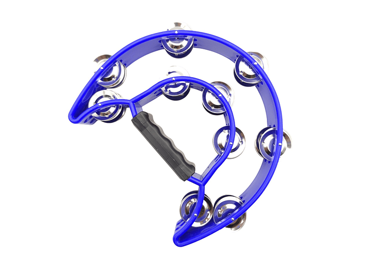 Pandero Media Luna Doble Fila Sonaja 20x20cm Azul 3