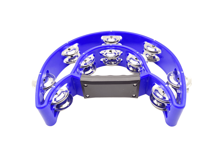 Pandero Media Luna Doble Fila Sonaja 20x20cm Azul 4