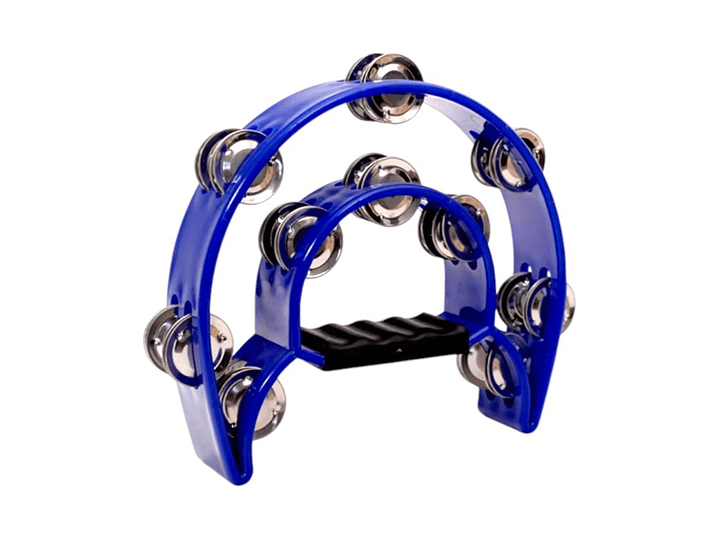 Pandero Media Luna Doble Fila Sonaja 20x20cm Azul 5