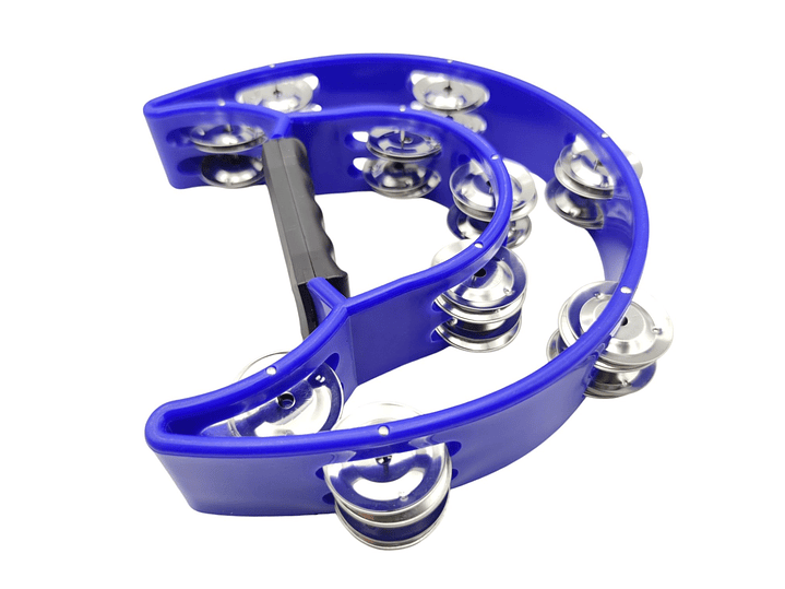 Pandero Media Luna Doble Fila Sonaja 20x20cm Azul 6