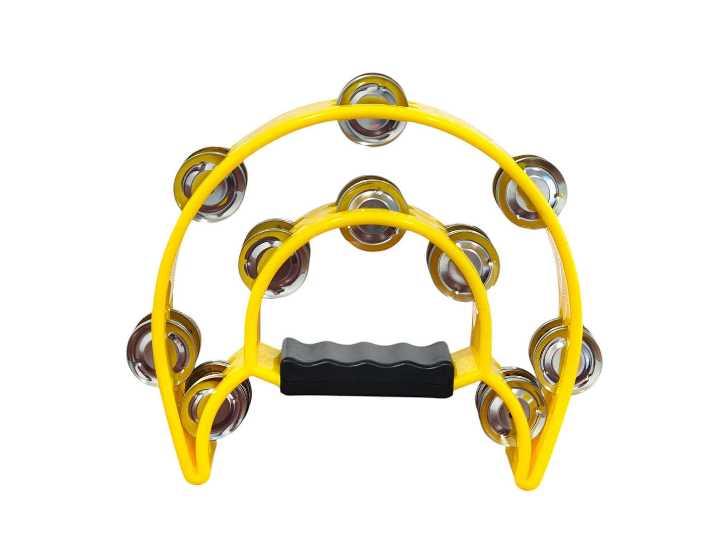 Pandero Media Luna Doble Fila Sonaja 20x20cm Amarillo 1