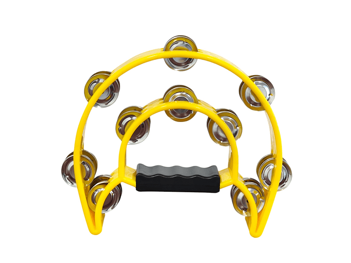 Pandero Media Luna Doble Fila Sonaja 20x20cm Amarillo 1