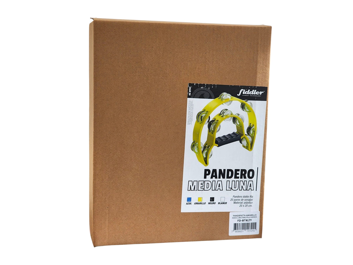 Pandero Media Luna Doble Fila Sonaja 20x20cm Amarillo 7