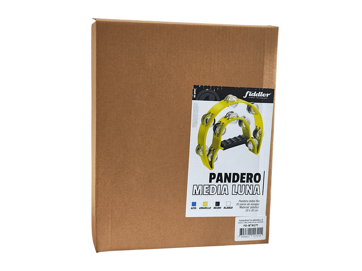 Pandero Media Luna Doble Fila Sonaja 20x20cm Amarillo 7