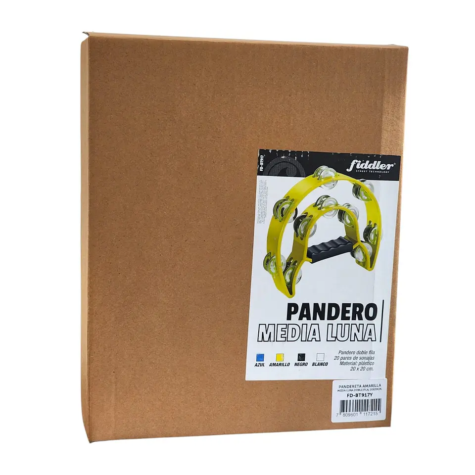 Pandero Media Luna Doble Fila Sonaja 20x20cm Amarillo 7