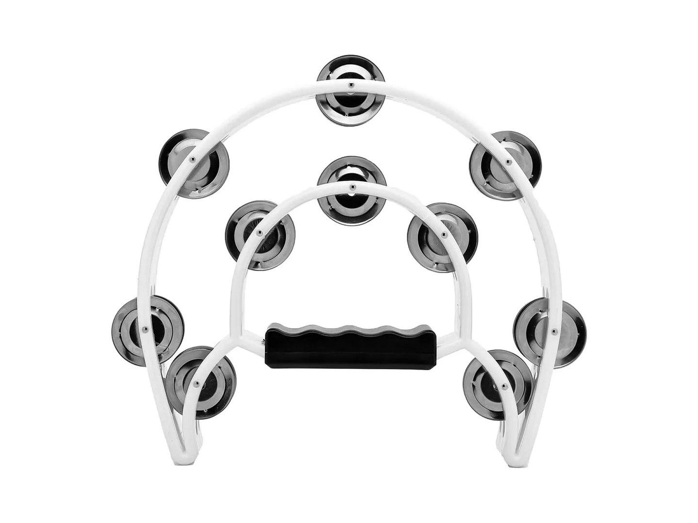 Pandero Media Luna Doble Fila Sonaja 20x20cm Blanca 1