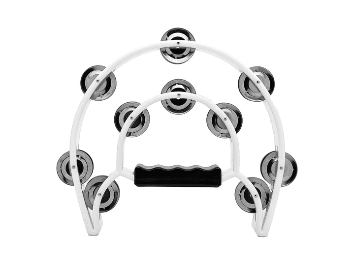 Pandero Media Luna Doble Fila Sonaja 20x20cm Blanca 1