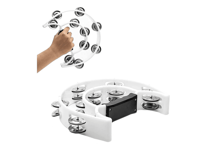 Pandero Media Luna Doble Fila Sonaja 20x20cm Blanca 2