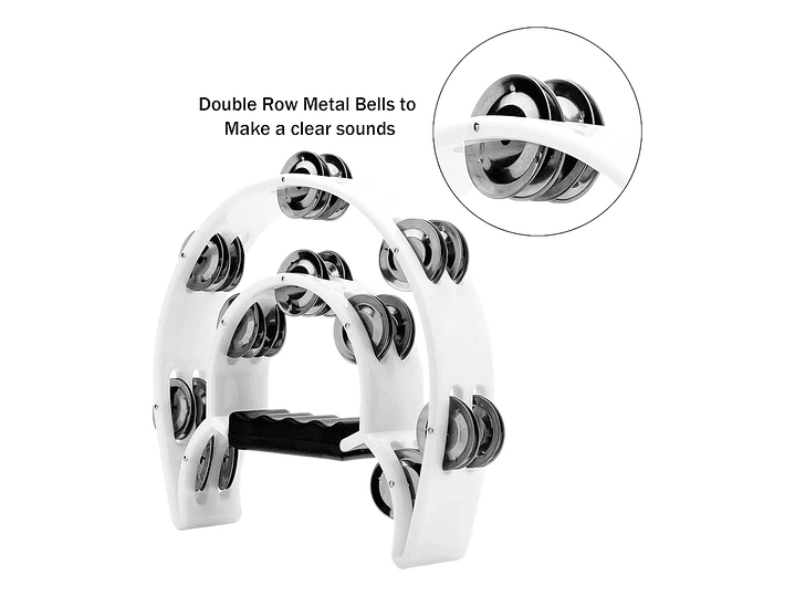 Pandero Media Luna Doble Fila Sonaja 20x20cm Blanca 3