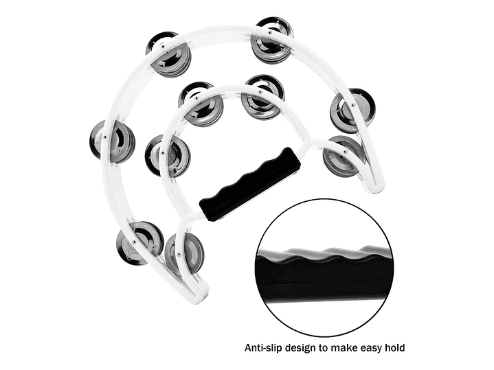 Pandero Media Luna Doble Fila Sonaja 20x20cm Blanca 4