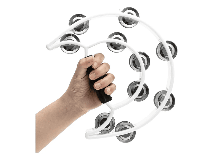 Pandero Media Luna Doble Fila Sonaja 20x20cm Blanca 5