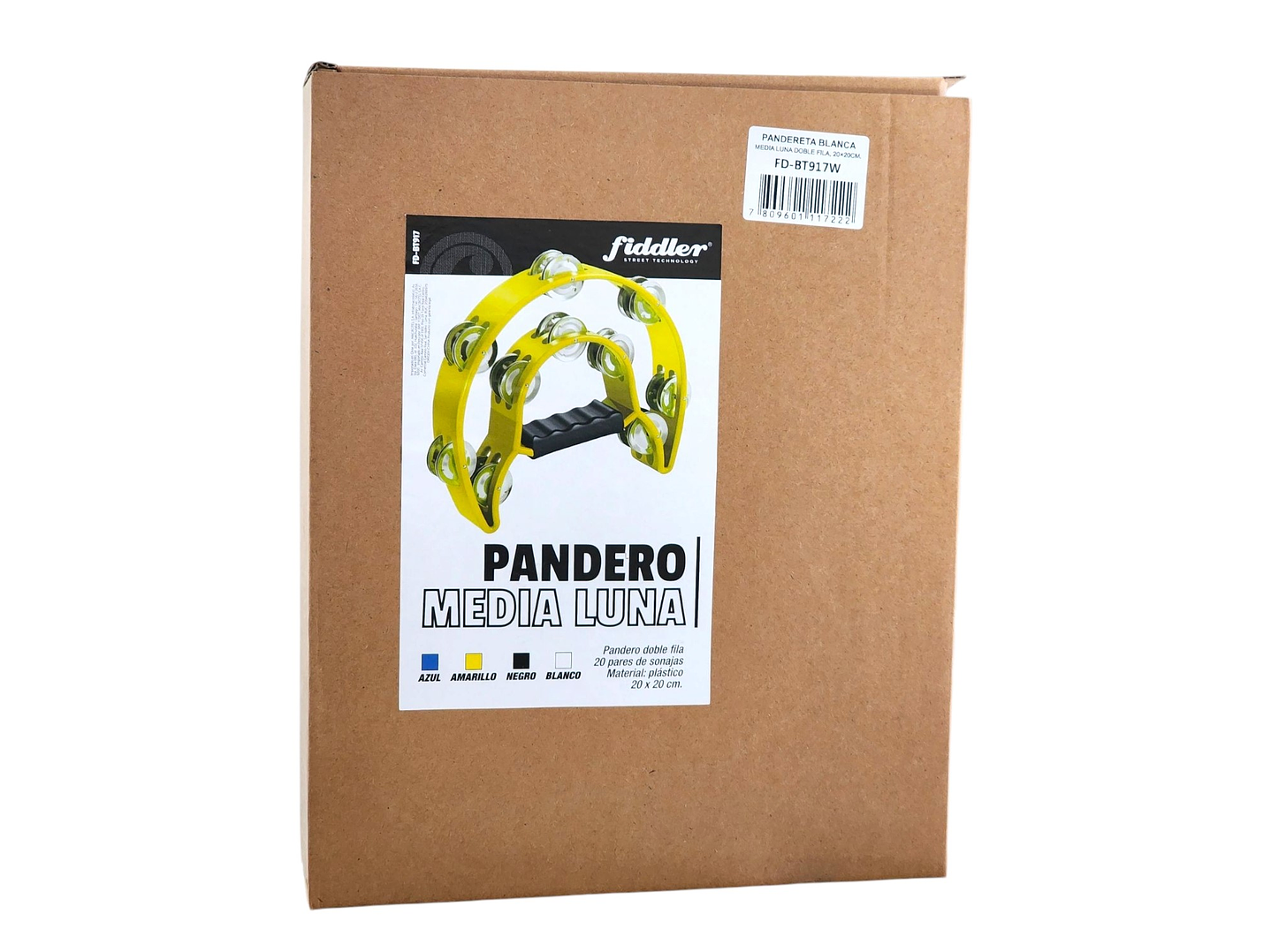 Pandero Media Luna Doble Fila Sonaja 20x20cm Blanca 6