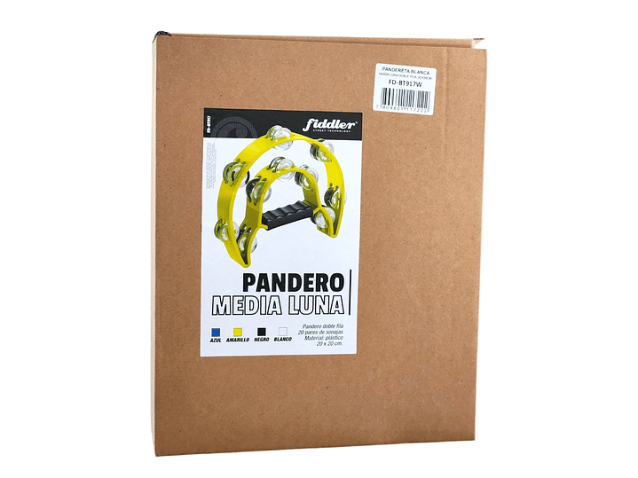 Pandero Media Luna Doble Fila Sonaja 20x20cm Blanca 6
