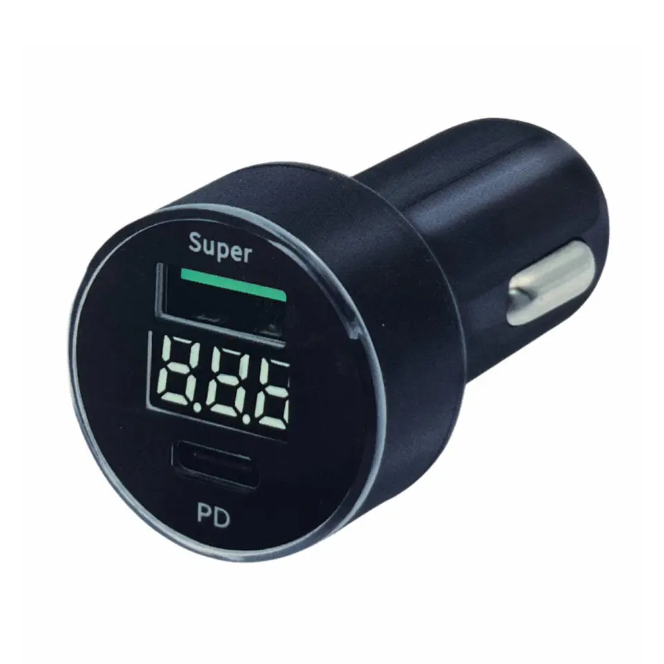 Cargador de Auto USB 3.0 + USB-C Pantalla LED LD49A Philco 1