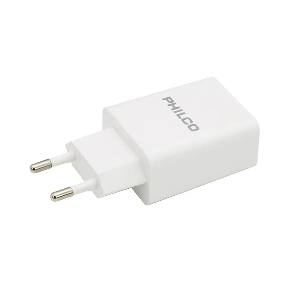 Cargador Rápido 2.1A Doble USB + Cable Micro USB Philco  2