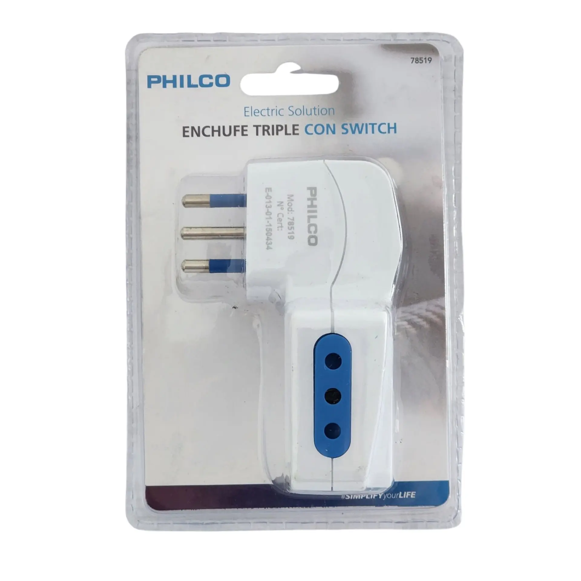 Enchufe Triple Philco 250V 10A con Switch 3 Tomas 78519 5
