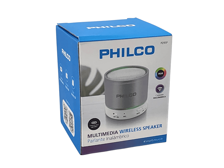 Mini Parlante Portátil Bt 3W USB FM P295 Philco Plata 6