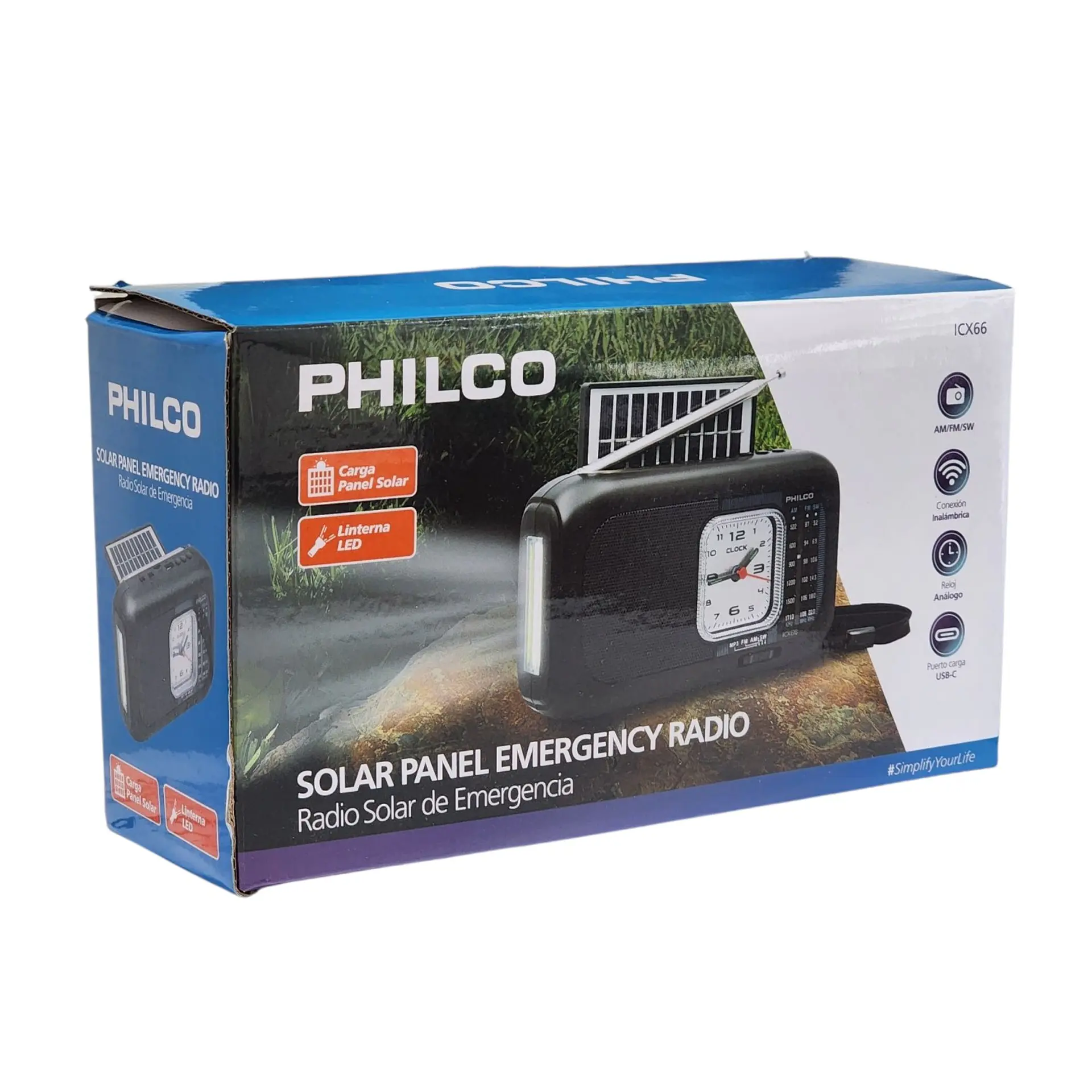 Radio Portátil Recargable con Panel Solar Bt PLCICX66 Philco 7
