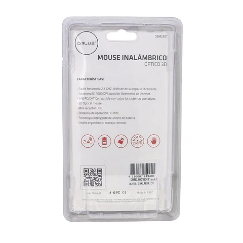 Mouse Inalámbrico Óptico 3D 2.4G DBM2307 Negro Dblue
