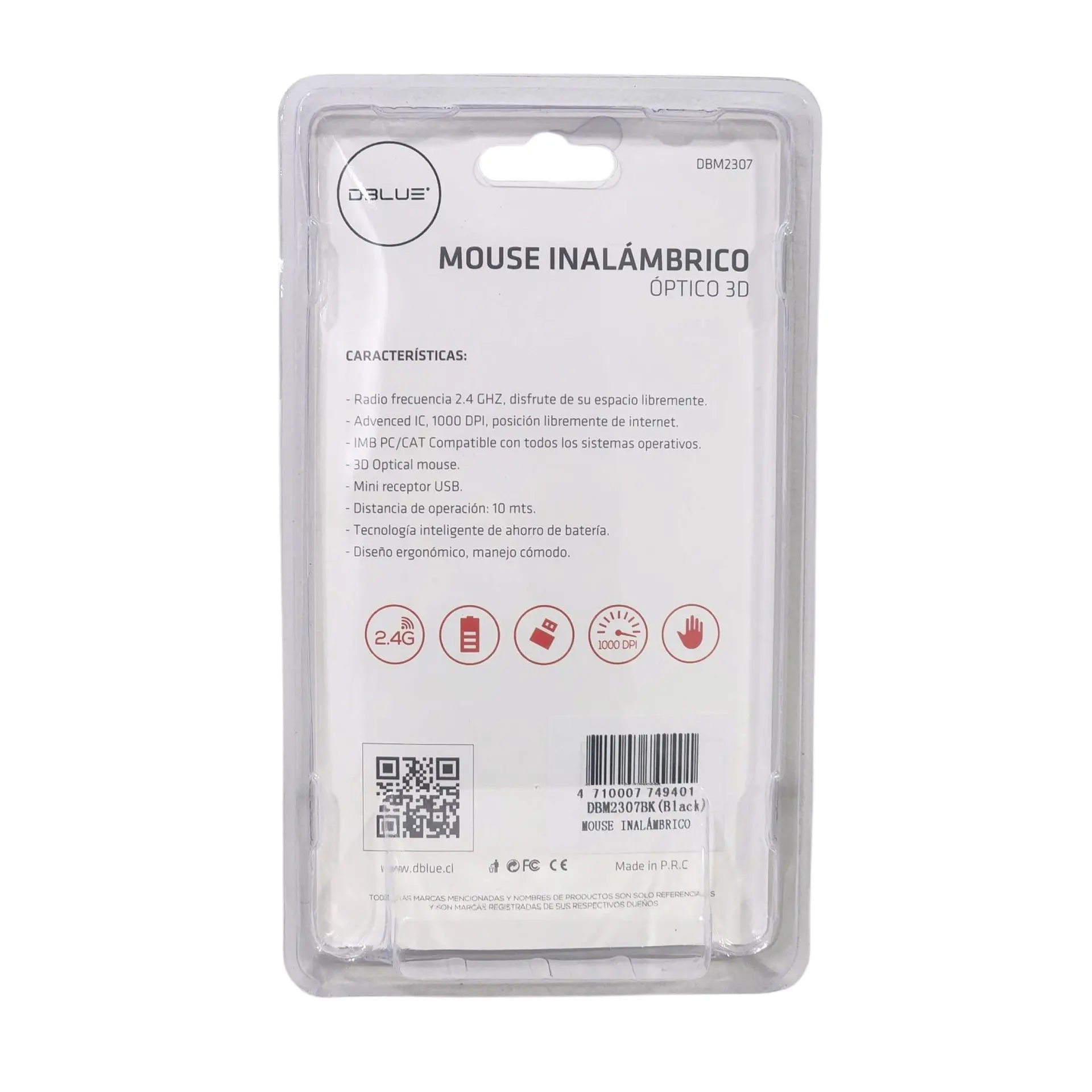 Mouse Inalámbrico Óptico 3D 2.4G DBM2307 Negro Dblue 2