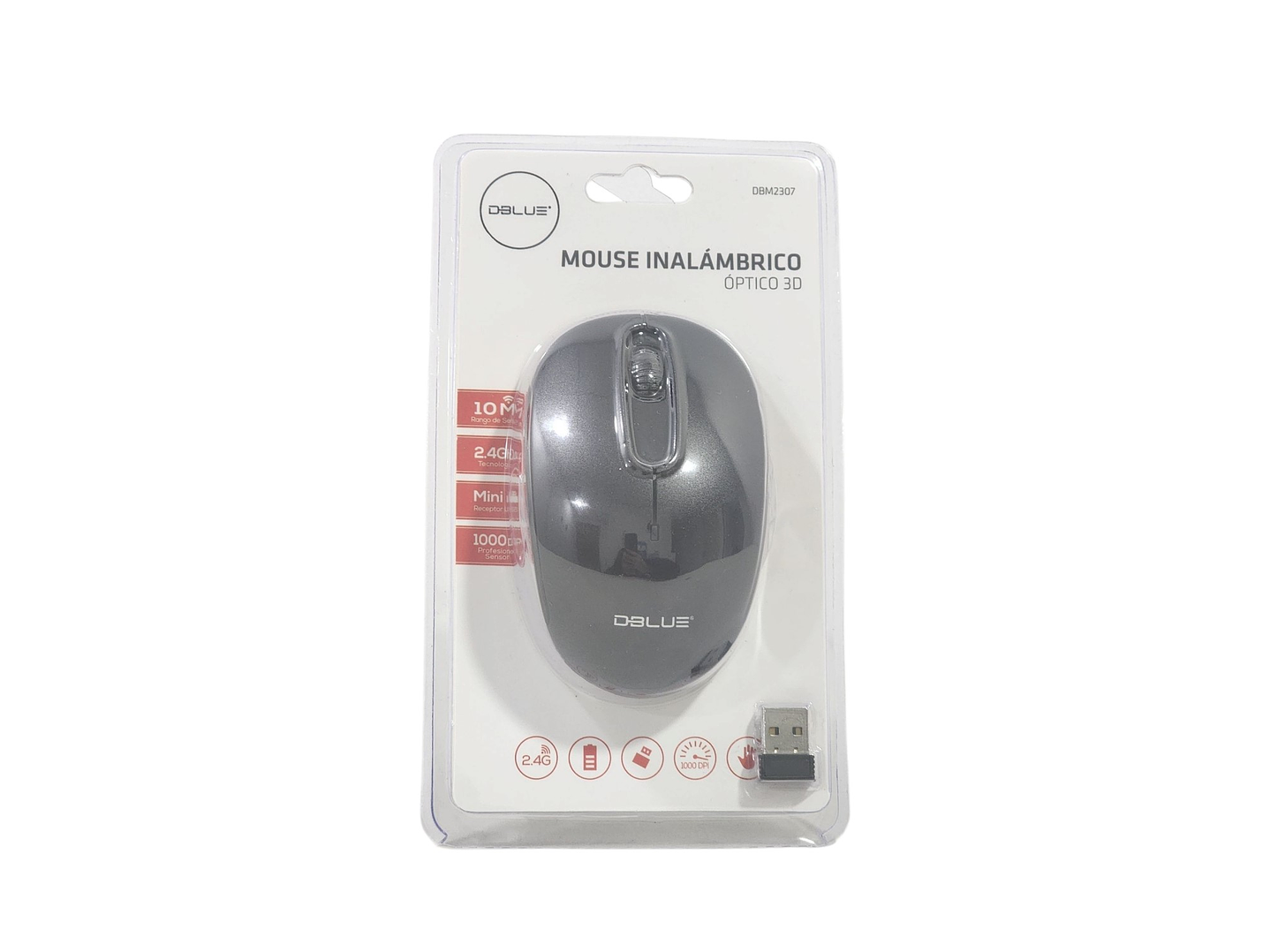 Mouse Inalámbrico Óptico 3D 2.4G DBM2307 Negro Dblue 3