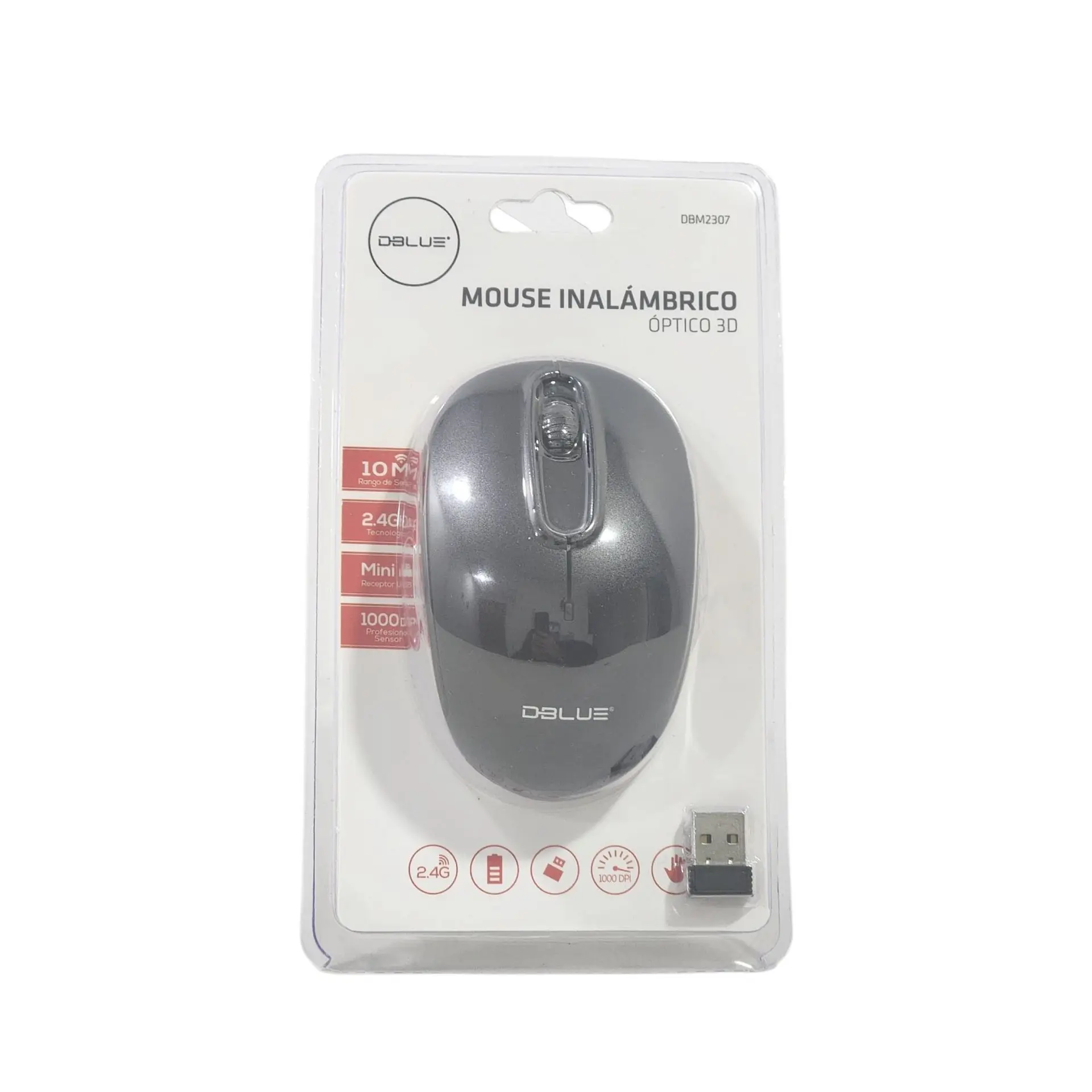 Mouse Inalámbrico Óptico 3D 2.4G DBM2307 Negro Dblue 3
