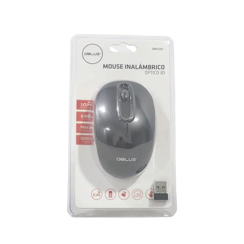 Mouse Inalámbrico Óptico 3D 2.4G DBM2307 Negro Dblue 3