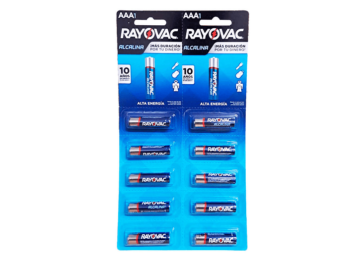 Pack 10 Pilas Rayovac AAA Alcalinas 1.5V Tira Prepicada 1