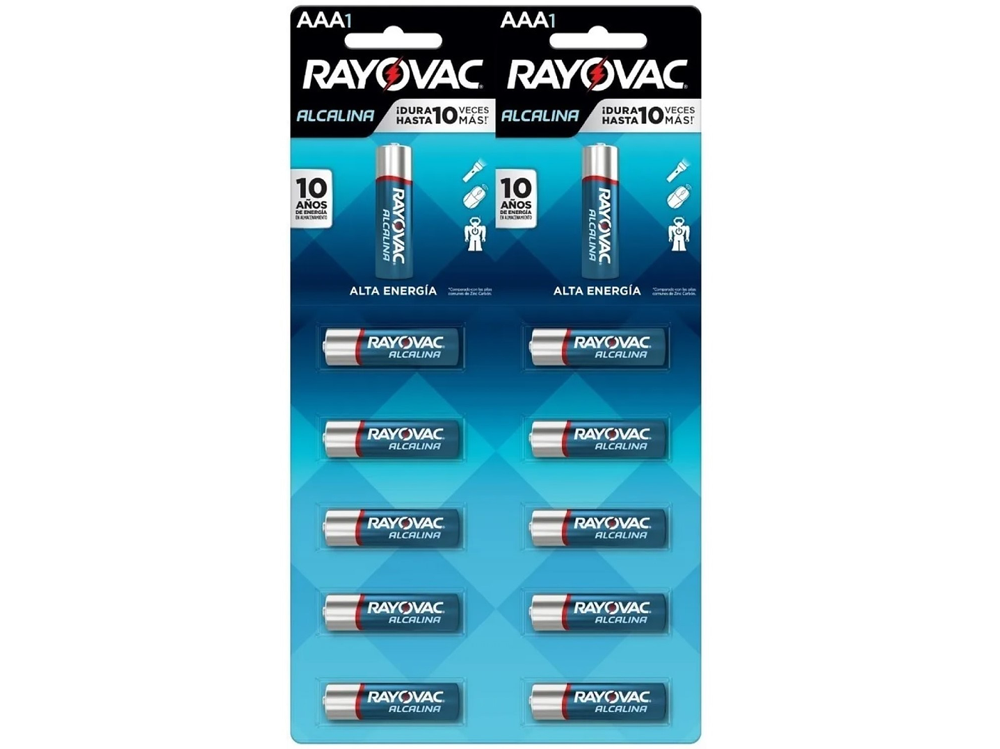 Pack 10 Pilas Rayovac AAA Alcalinas 1.5V Tira Prepicada 3