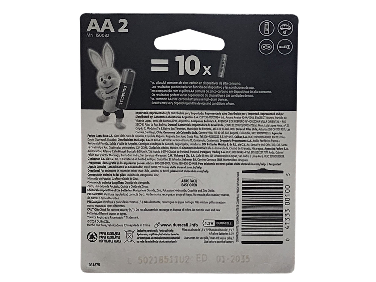 Pack 2 Pilas Alcalinas Aa Duracell Blister 6