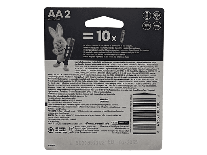 Pack 2 Pilas Alcalinas Aa Duracell Blister 6