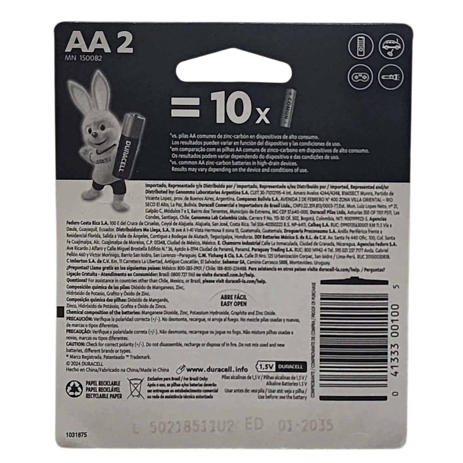 Pack 2 Pilas Alcalinas Aa Duracell Blister 6