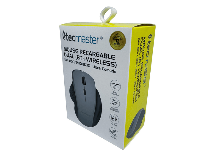 Mouse Ergonómico Dual Bt + Wireless Recargable Tecmaster 3