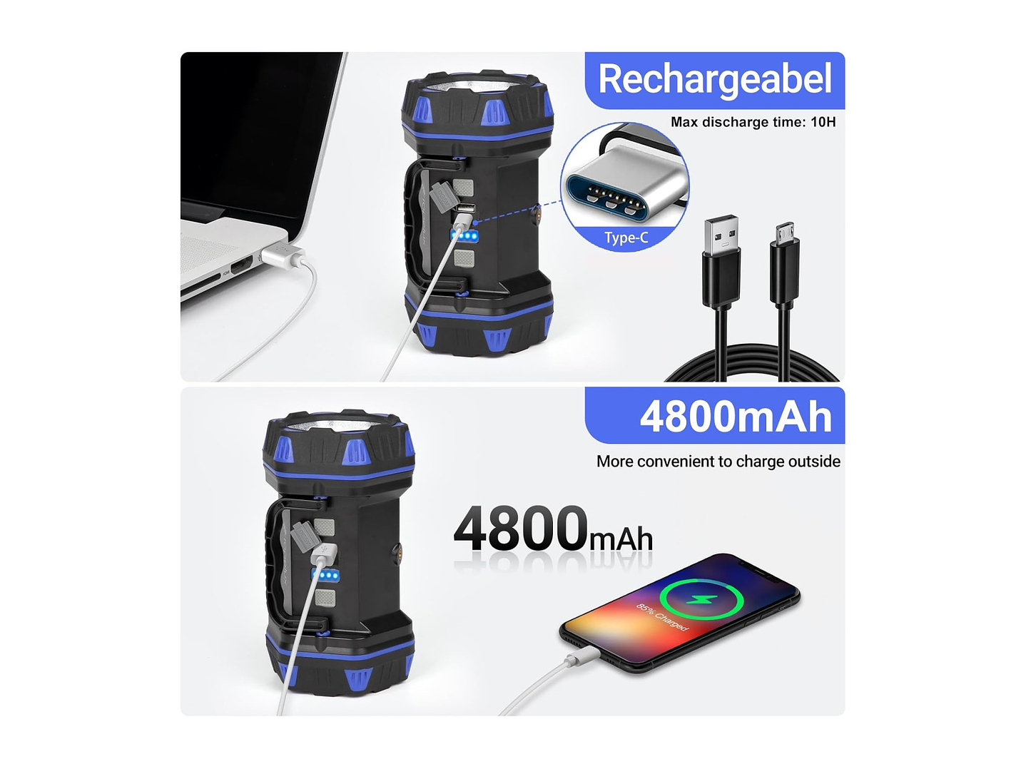 Linterna Recargable 1500lm USB WF217-CB Westinghouse 4
