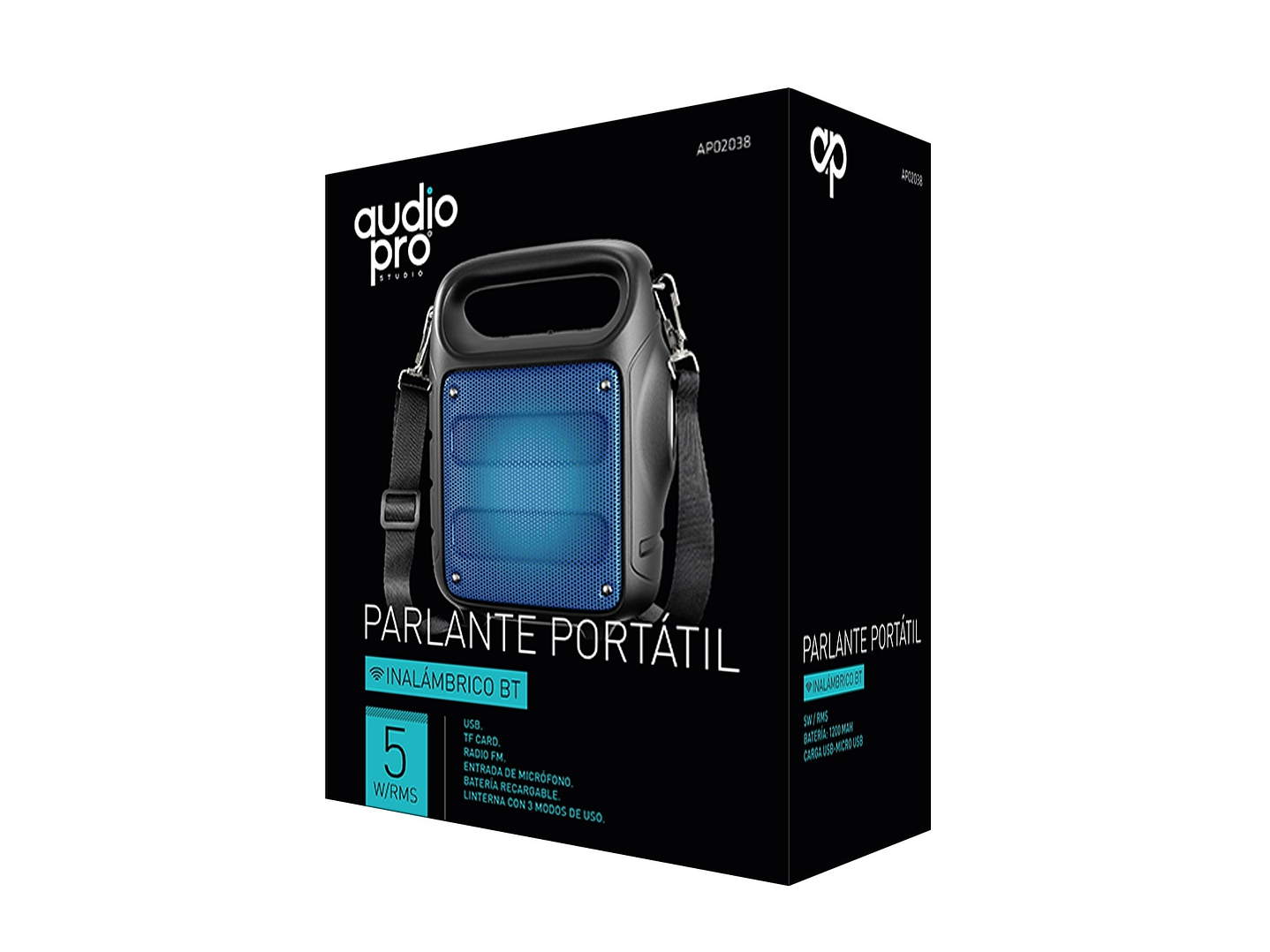 Parlante Portátil Bt Recargable FM Linterna AP02038 Audiopro 3