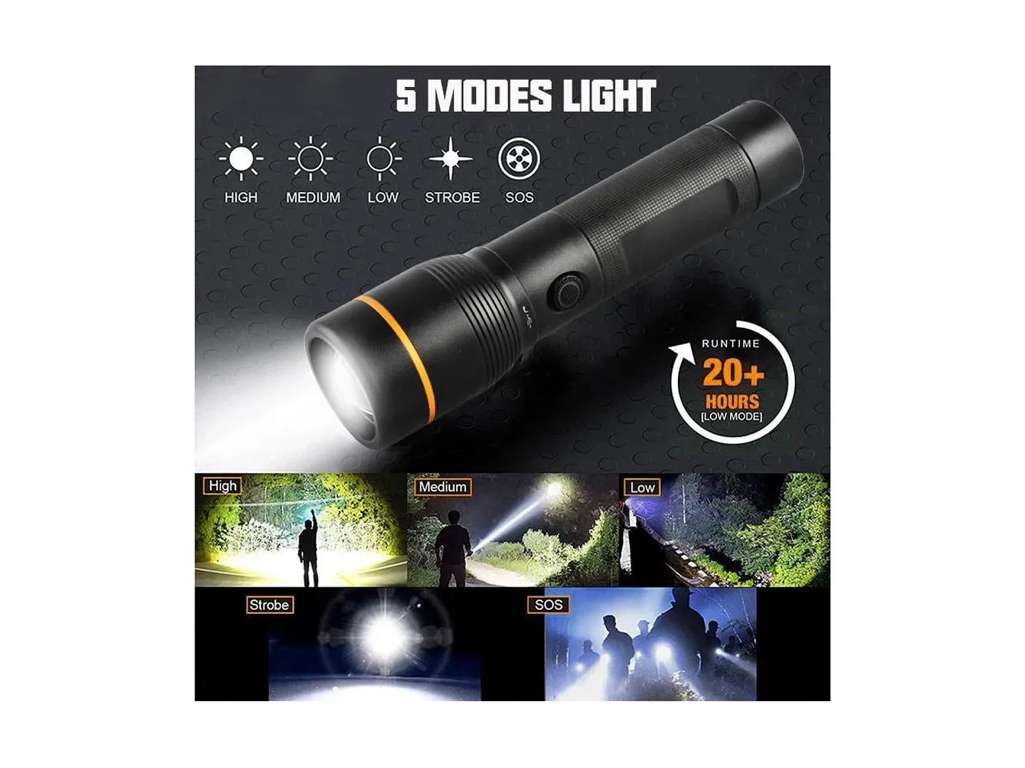 Linterna LED Táctica 1600lm Recargable LB-FL8032 Macrotel 5