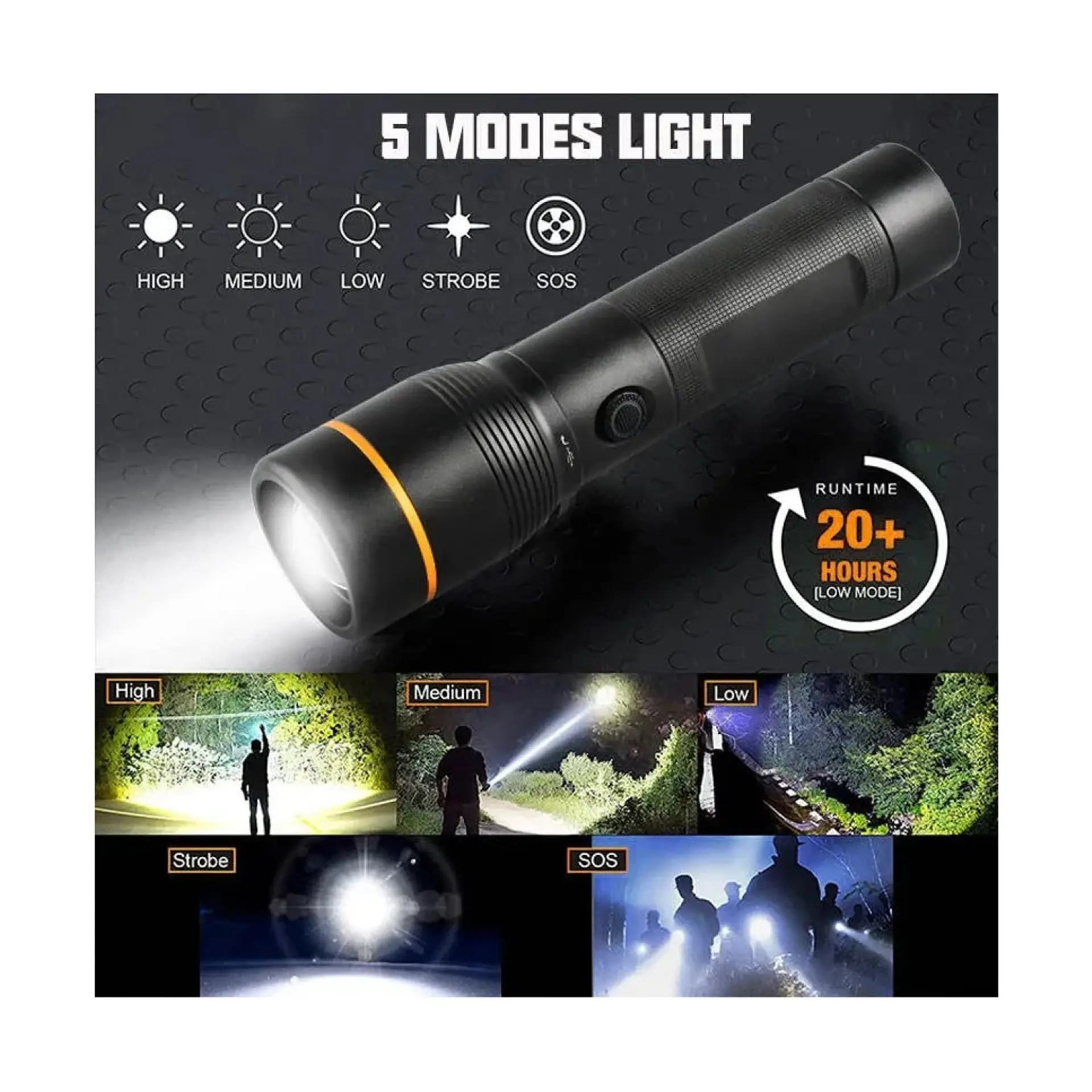 Linterna LED Táctica 1600lm Recargable LB-FL8032 Macrotel 5