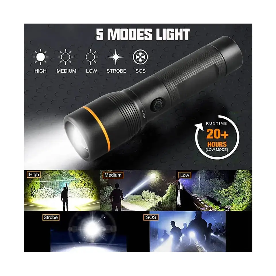 Linterna LED Táctica 1600lm Recargable LB-FL8032 Macrotel 5